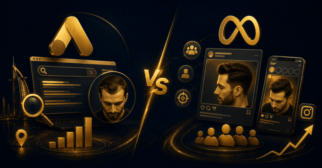 Google Ads vs Meta Ads for Hair Transplant Clinics